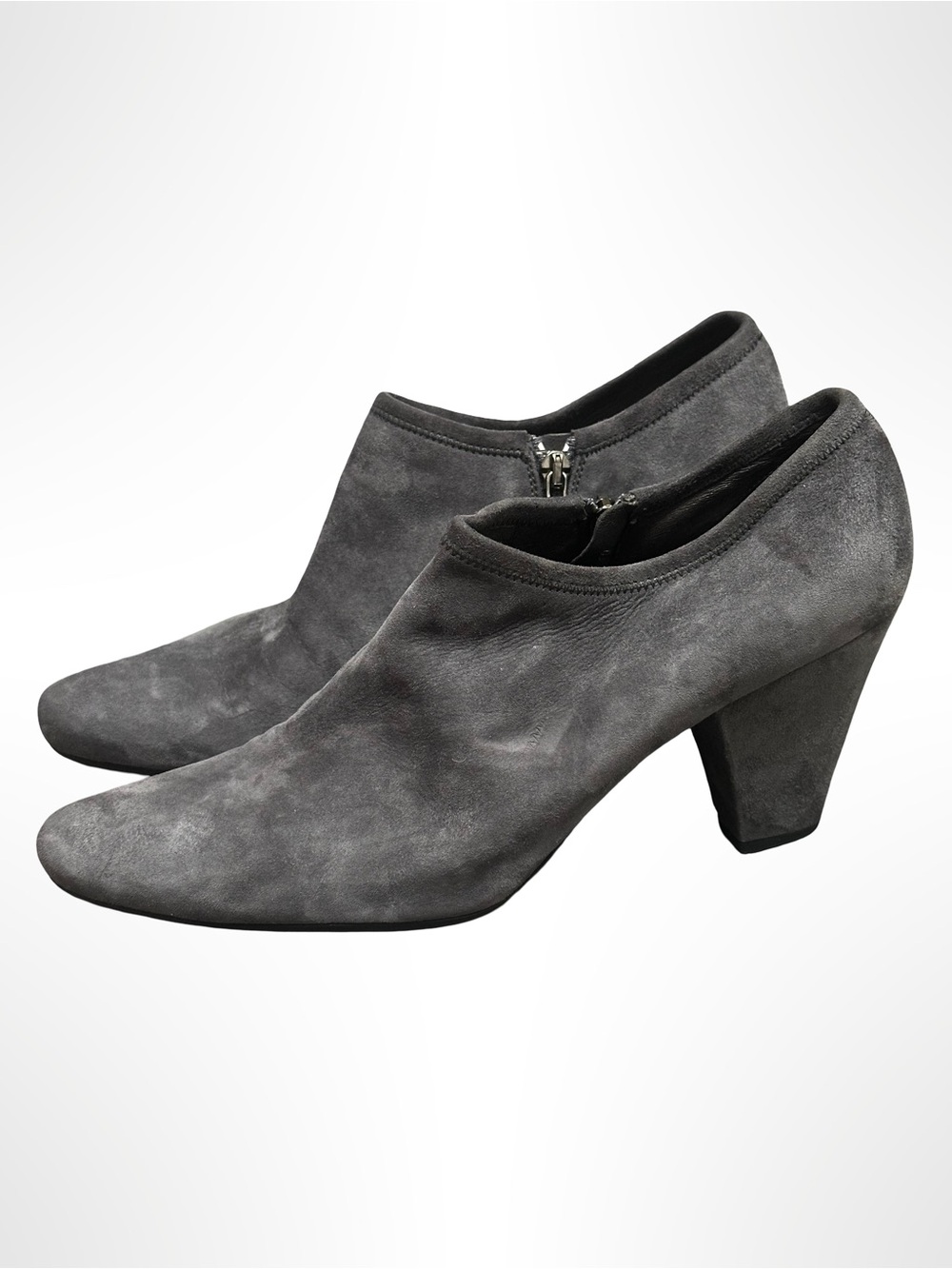 Prada Sport Grey Suede Ankle Boots Heeled Booties Size EU 40 / US 10